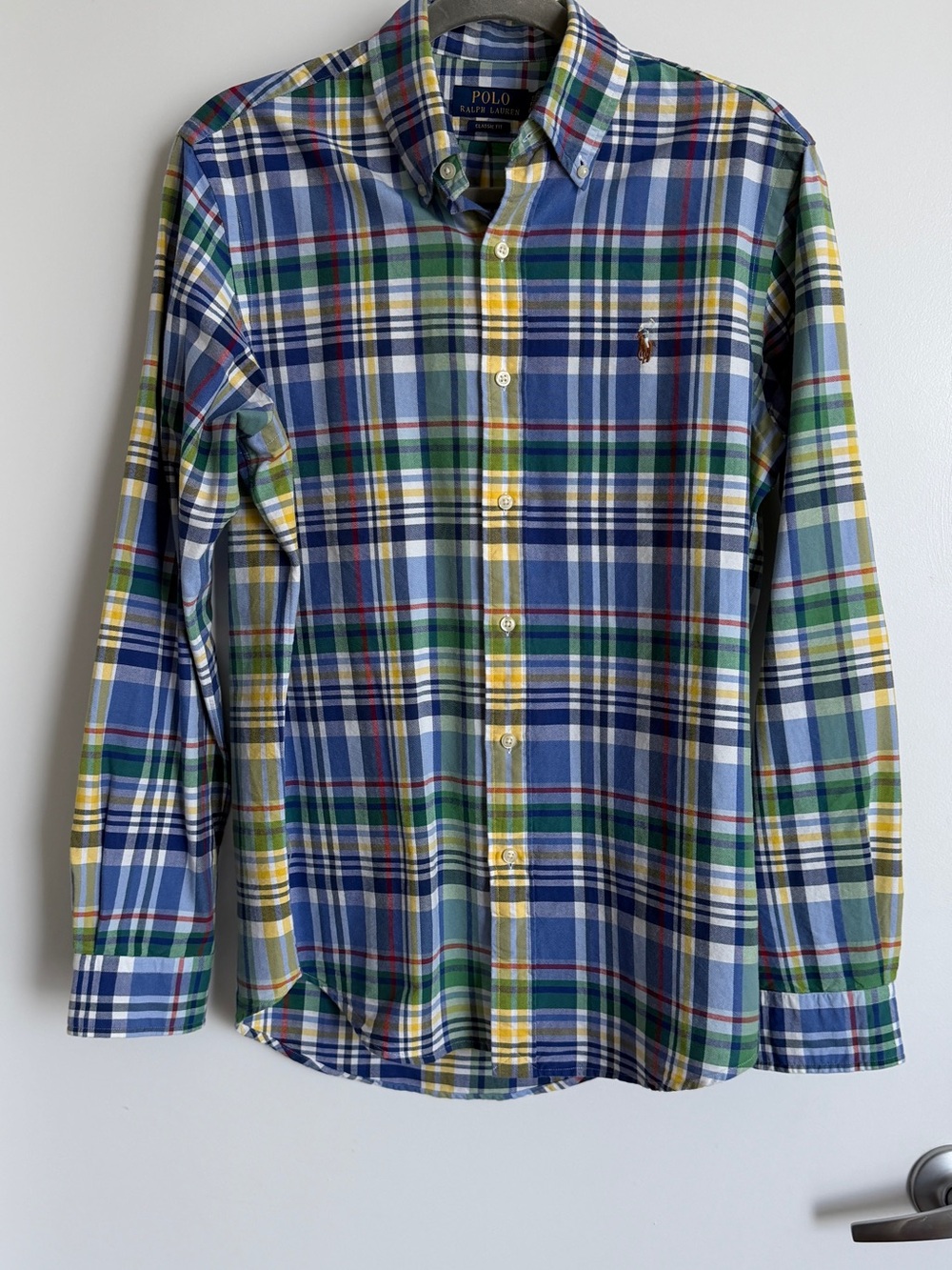 Polo by Ralph Lauren Green Blue Yellow Plaid Button-Down Shirt classic fit. NWOT